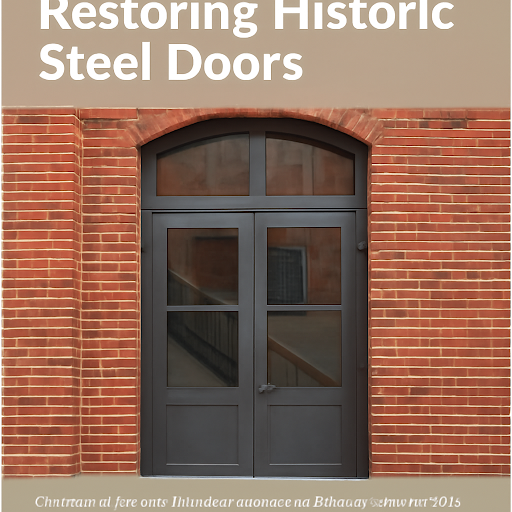 Partially restored historic steel door showing before and after preservation techniques